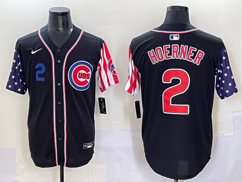 Men 2025 Chicago Cubs 2 Hoerner Black a generation of national flags Joint Name Nike MLB Jersey style 5